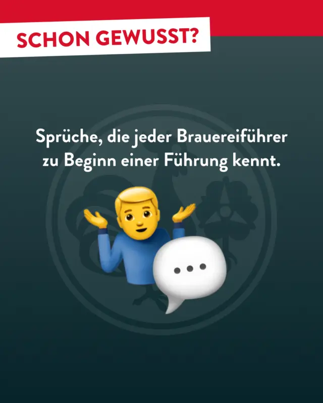 Wer schon mal bei einer Brauereiführung dabei war, kennt sie: die Sprüche, die IMMER fallen – egal in welcher Gruppe.
Wir haben mal die größten Klassiker gesammelt. 👇

Welcher davon wurde bei eurer letzten Führung definitiv gebracht? Oder fehlt noch ein ganz besonderer?
Schreibt's uns in die Kommentare! 🍻

P.S.: Brauereiführungen wird es ab Eröffnung unserer Brauereigastronomie wieder geben. 

#meingilde #dasgildet #GildeBrauerei #Brauereiführung #Bierkultur #Hannover #Sprücheklopfer #TeamQualitätskontrolle