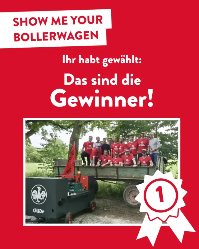 Der Gewinner steht fest! 🏆

Ihr habt entschieden: Beim „Show me your Bollerwagen“-Voting hat euch dieses Team am meisten überzeugt! 💪🍻
Mit ganz viel Kreativität, Teamspirit und natürlich ordentlich Gilde-Power habt ihr euch den Sieg verdient. 🔥

Herzlichen Glückwunsch, euer Einsatz hat sich gelohnt! Ihr bekommt ein exklusives Herrentag-Paket für eure Crew. 🎁
Vielen Dank an alle, die mitgemacht und abgestimmt haben. Ihr seid der Hammer! 🥳

Bleibt gespannt, wir haben noch einiges mit euch vor... 😉

#Bollerwagen #Herrentag2025 #Gewinner #Gilde #dasgildet #meingilde