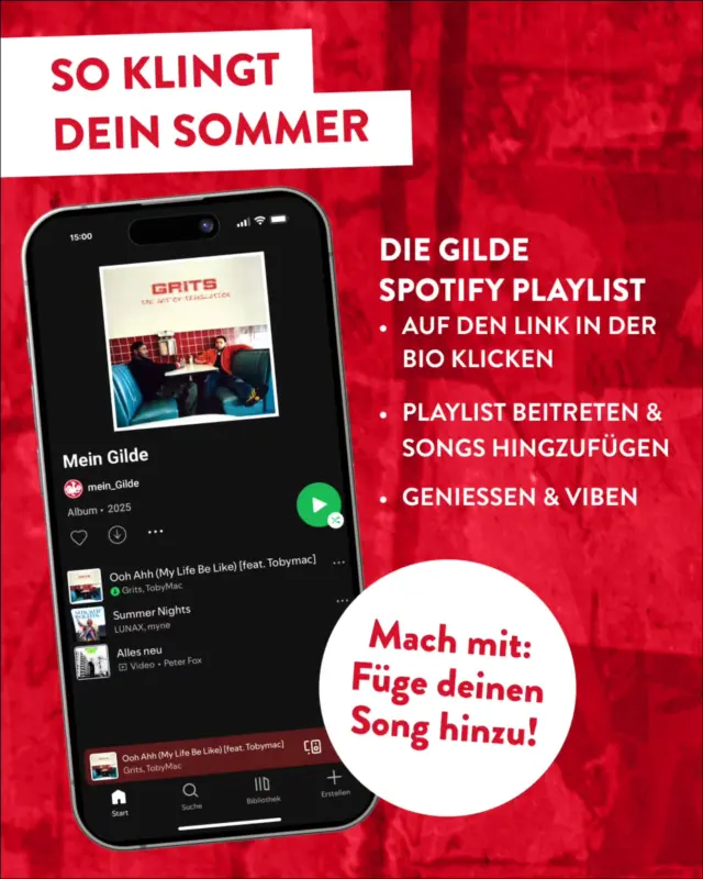 SO KLINGT DEIN SOMMER! ☀️
Unsere GILDE Spotify-Playlist ist live. Jetzt bist du dran!

🎧 Klick auf den Link in der Bio, tritt der Playlist bei und füge deine Songs hinzu.
Egal ob Rock, Pop oder Deutschrap – wir wollen deinen Sound!

👉 Mitmachen. Hinzufügen. Viben.

#dasgildet #meingilde #gilde #gildebrauerei #hannover #spotify #spotifyplaylist #sommer #sommermusik #musik