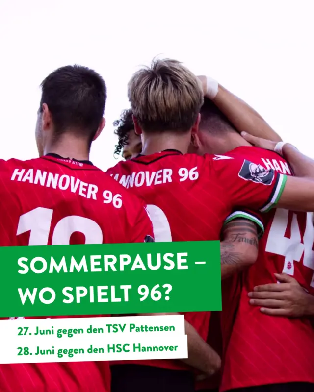Endlich wieder Rasen unter den Stollen – 96 startet in die Testspiele! 🌞⚽

Die Sommervorbereitung von Hannover 96 läuft, und das direkt um die Ecke.
Zwei Testspiele, zwei Gelegenheiten, das Team live zu erleben:

📅 27. Juni: gegen den TSV Pattensen
📅 28. Juni: gegen den HSC Hannover

Für alle, die den Ball vermisst haben und Lust auf Heimspielgefühl im kleinen Rahmen haben.
Bist du dabei? 

#meingilde #dasgildet #hannover #hannover96 #96live #testspiel