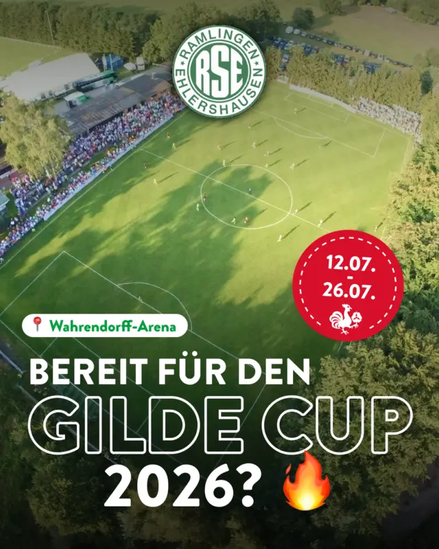 Fußballpause? Nicht mit uns. ⚽🔥

Beim GILDE CUP 2026 rollt vom 12. bis 26. Juli der Ball in der Wahrendorff-Arena. Auf euch warten starke Spiele, beste Stimmung am Spielfeldrand und natürlich das passende Kaltgetränk dazu. 🍻

Kommt vorbei, bringt eure Freunde mit und sichert euch die besten Plätze. 😋

#dasgildet #meingilde #hannover #gildecup2026 #rse @svramlingenehlershausen